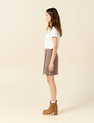 Jupe droite effet portefeuille beige femme