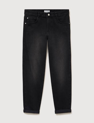 Jeans droit 7/8&egrave;me taille standard denim noir femme