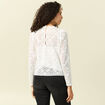 T-shirt droit court manches longues blanc femme