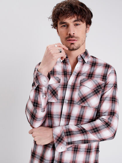 Chemise manches longues rose homme