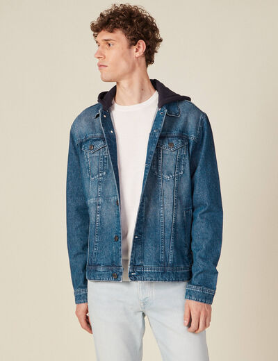 Blouson en jean à capuche denim stone homme