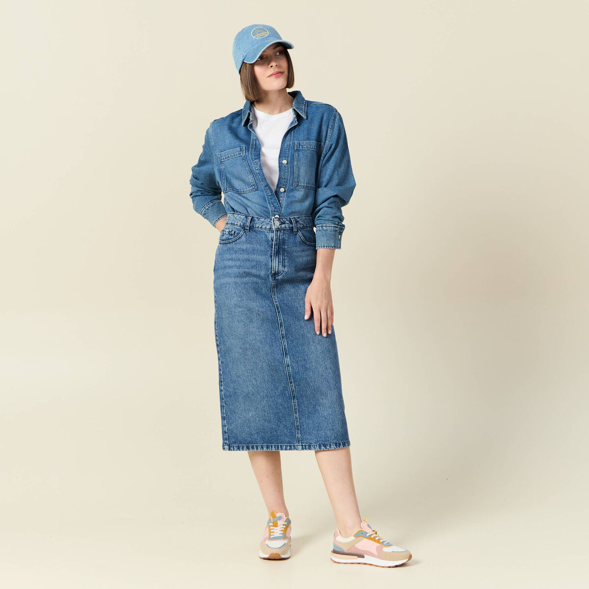 Surchemise en jean denim used femme