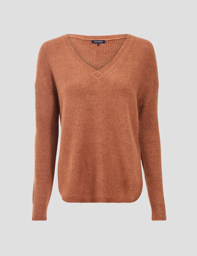 Pull manches longues marron clair femme