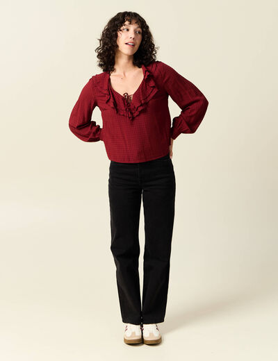 Blouse manches longues rouge foncé femme