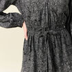 Robe droite courte col v manches longues noir femme