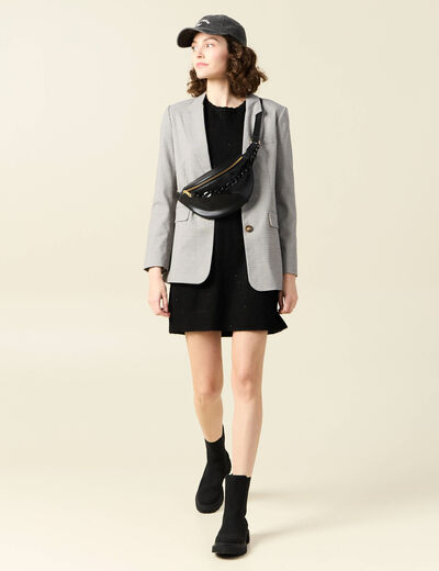Robe pull droite sequins noir femme