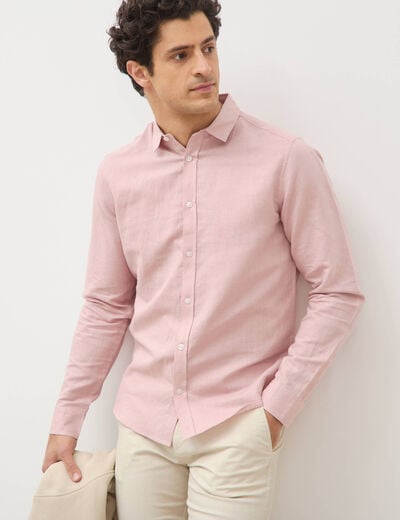 Chemise manches longues rose pastel homme