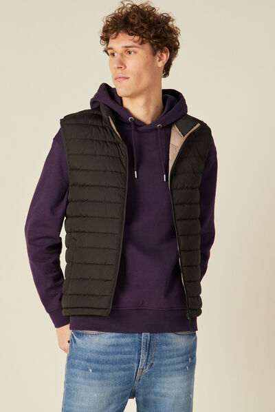 Doudoune droite sans manches noir homme