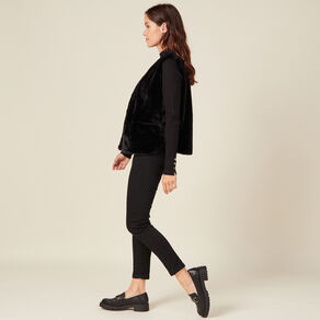veste droite fausse fourrure noir femme Veste droite fausse fourrure noir femme
