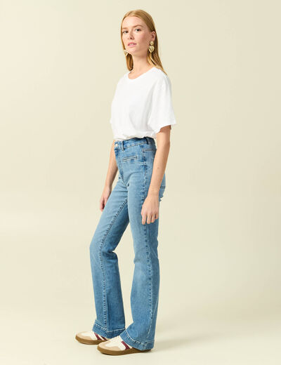 Jeans flare 7/8&egrave;me denim stone femme