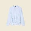 Chemise manches longues nouée bleu ciel femme