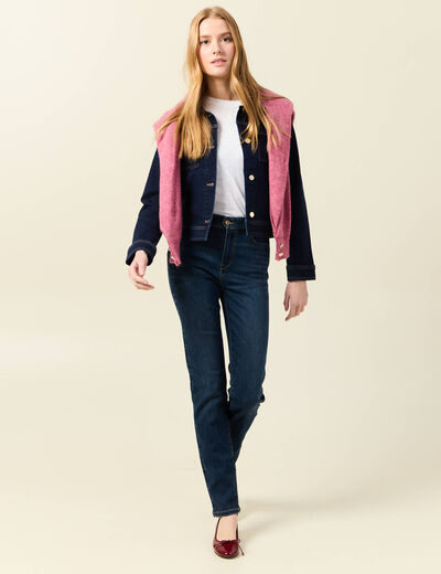 Jeans slim taille haute denim brut femme