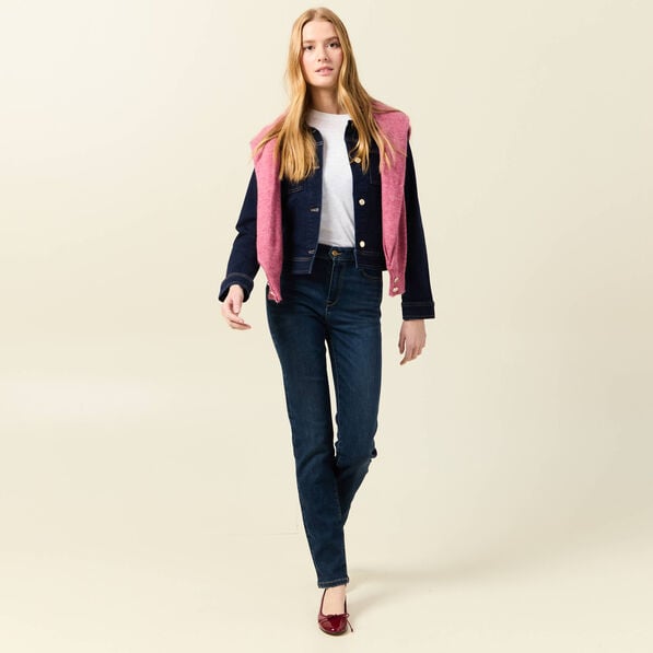 jeans slim taille haute denim brut femme Jeans slim taille haute denim brut femme