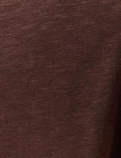 T-shirt col rond manches courtes marron femme
