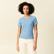 T-shirt manches courtes côtelé bleu clair femme