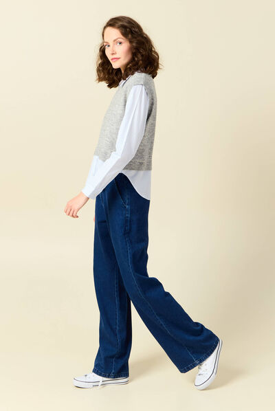 Pull 2-en-1 éco-responsable gris femme