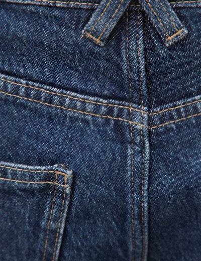 Jeans straight 7/8&egrave;me taille haute denim brut femme