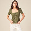 T-shirt manches courtes vert kaki femme