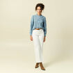 Blouse cintr&eacute;e dentelle manches longues gris femme