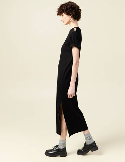 Robe longue droite noir femme
