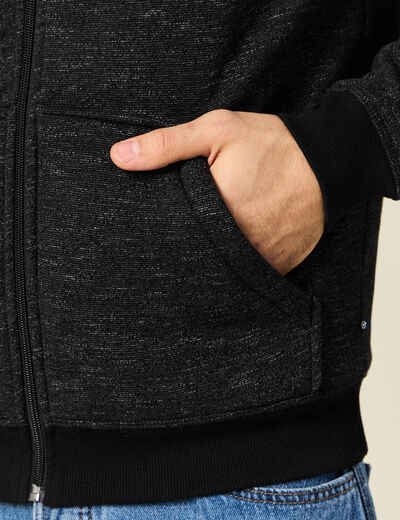 Sweat manches longues zippé noir homme