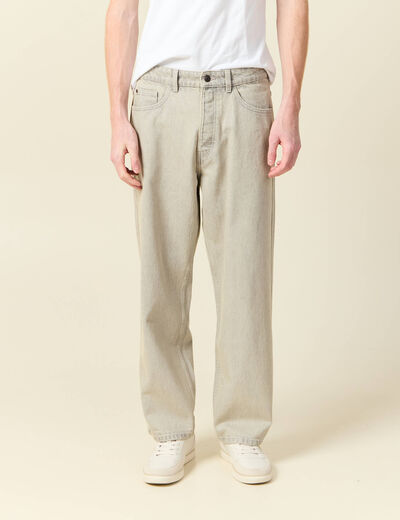 Jeans large 5 poches longueur 32 denim beige homme