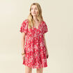 Robe évasée manches courtes rouge femme