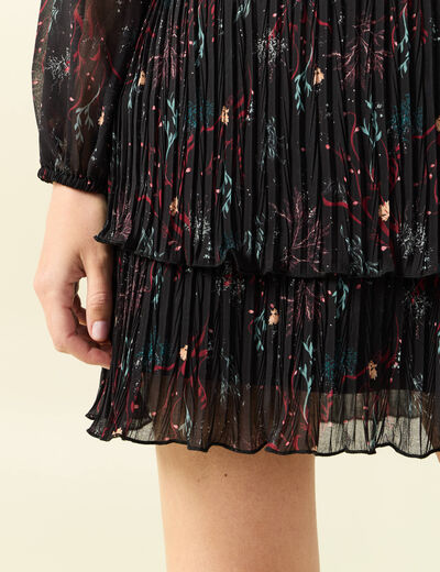Robe &eacute;vas&eacute;e bas pliss&eacute; noir femme