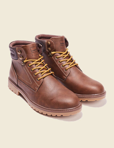 Bottines style montagne marron foncé homme