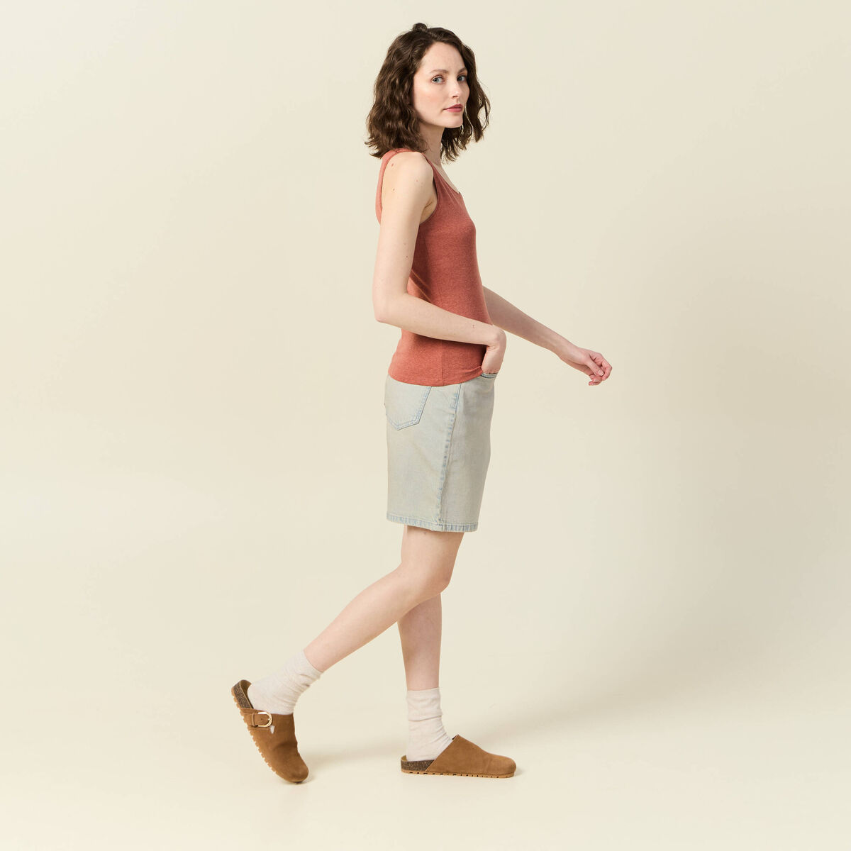 Débardeur femme uni col arrondi Instinct orange femme