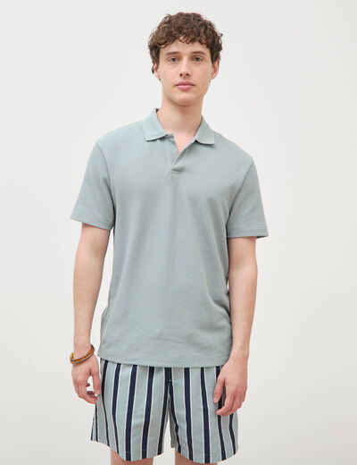 Polo col polo manches courtes vert clair homme