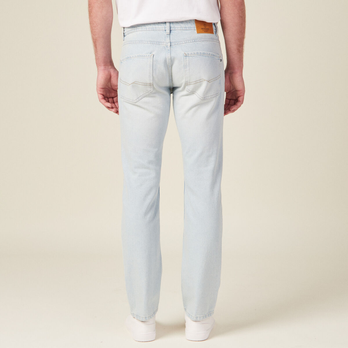 Jeans straight 5 poches denim bleach homme