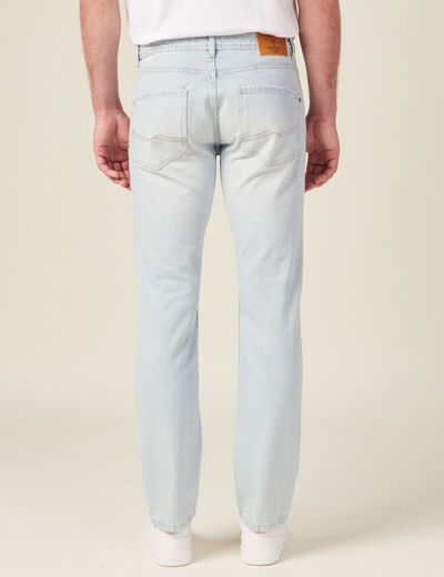 Jeans straight 5 poches denim bleach homme