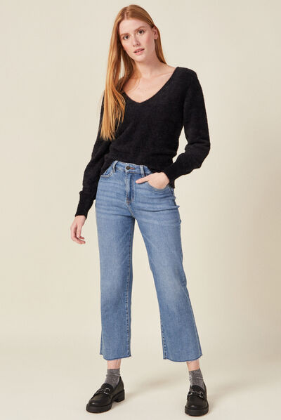 Pull manches longues noir femme