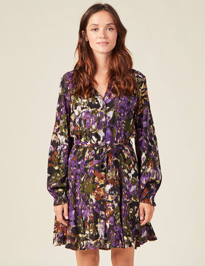 Robe patineuse ceinturée noir femme