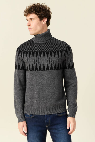 Pull manches longues gris foncé homme