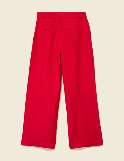 Pantalon large taille standard rouge femme