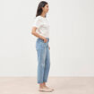 Jeans girlfriend 5 poches denim used femme