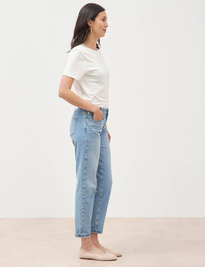 Jeans girlfriend 5 poches denim used femme