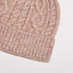 Bonnet tricoté à pompon marron clair femme