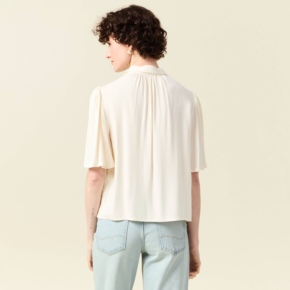 Chemise manches courtes creme femme