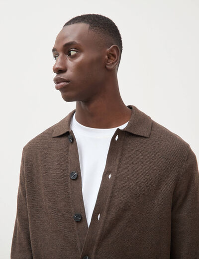 Cardigan manches longues marron homme