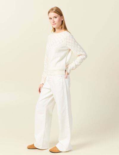 Pull manches longues ecru femme