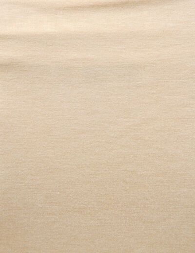T-shirt ajust&eacute; manches longues bardot beige femme