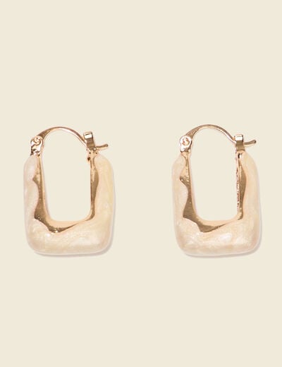 Boucles d'oreilles créoles ecru femme