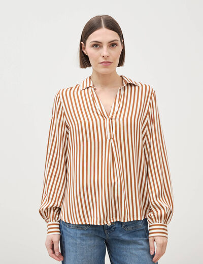Blouse manches longues marron femme