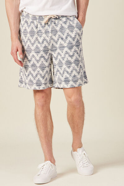 Bermuda droit taille nouée bleu foncé homme