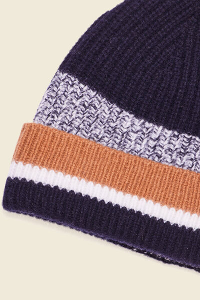 Bonnet tricoté bleu marine homme