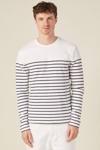 T-shirt manches longues ecru homme