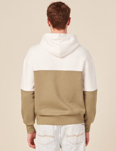 Sweat &agrave; capuche manches longues taupe homme